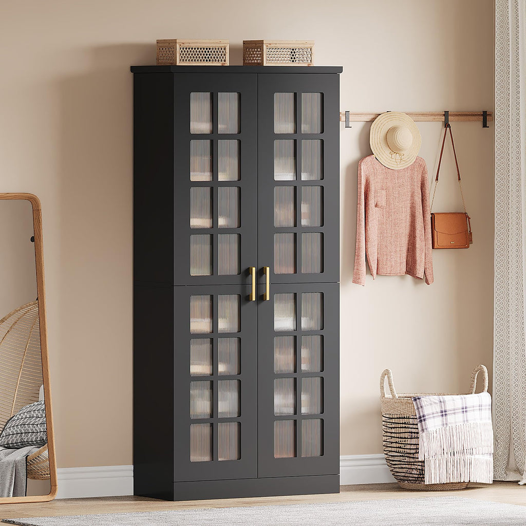 Tall Shoe Cabinet Set of 2, 8-Tier Shoe Storage with Adjustable Shelves, Modern Shoe Organizer Shoe Rack Cabinet