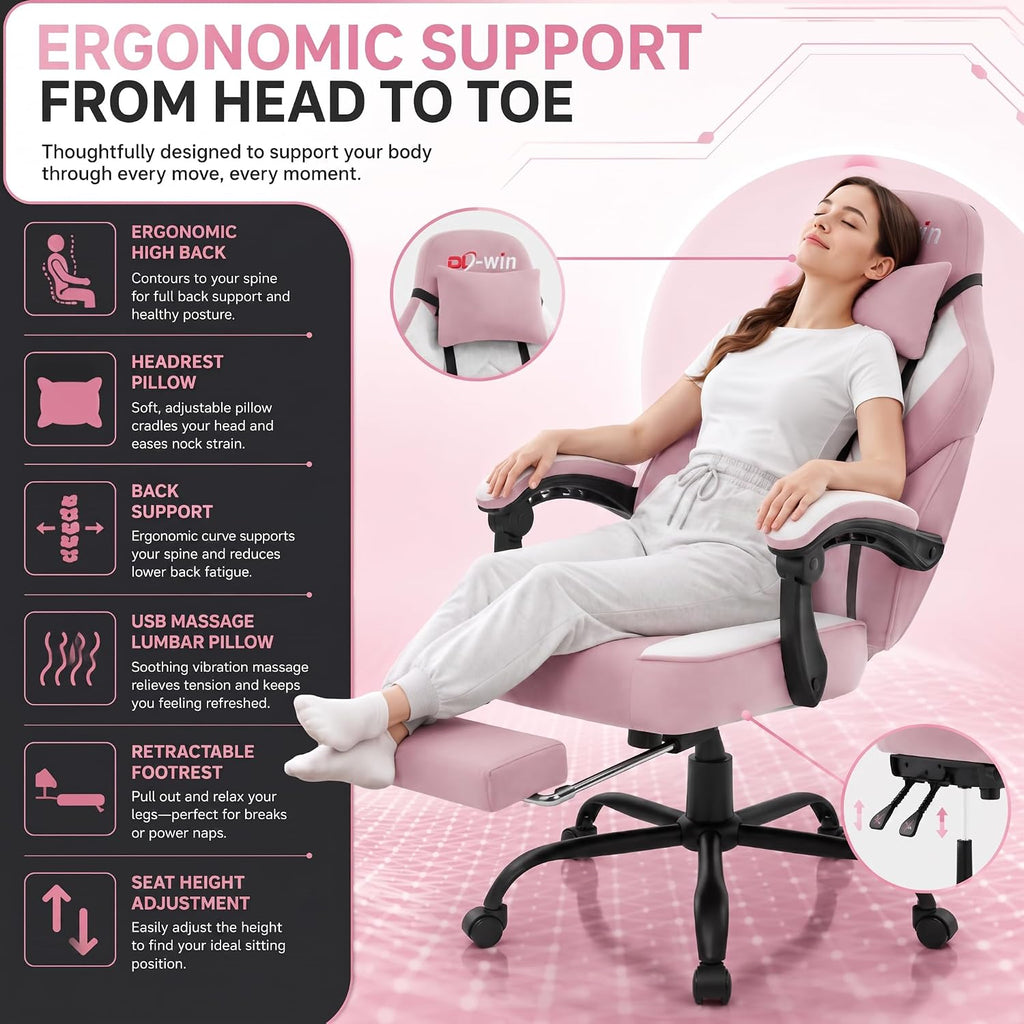 Video Gaming Chair for Adults, Computer Chair with Footrest and Ergonomic High Back, Big and Tall Gamer Chair with