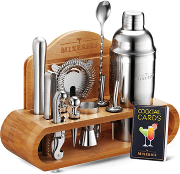 Mixology Bartender Kit with Stand - Bar Set Cocktail Shaker Set, Drink Mixer Set Bar with All Bar - Set of 18