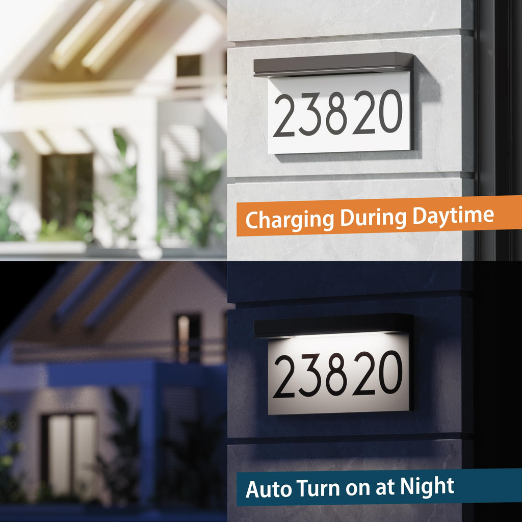 Solar Address Sign, Lighted House Numbers for Outside Waterproof