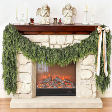 9FT 2Pcs Artificial Christmas Cedar Garlands Fireplace Decoration