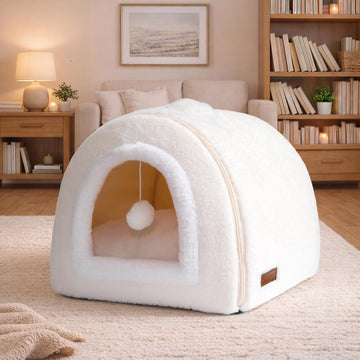 Cat Bed for Indoor Cats, Foldable cat cave, Anti-Slip & Water-Resistant Bottom, cat Houses for Indoor Cats or Small
