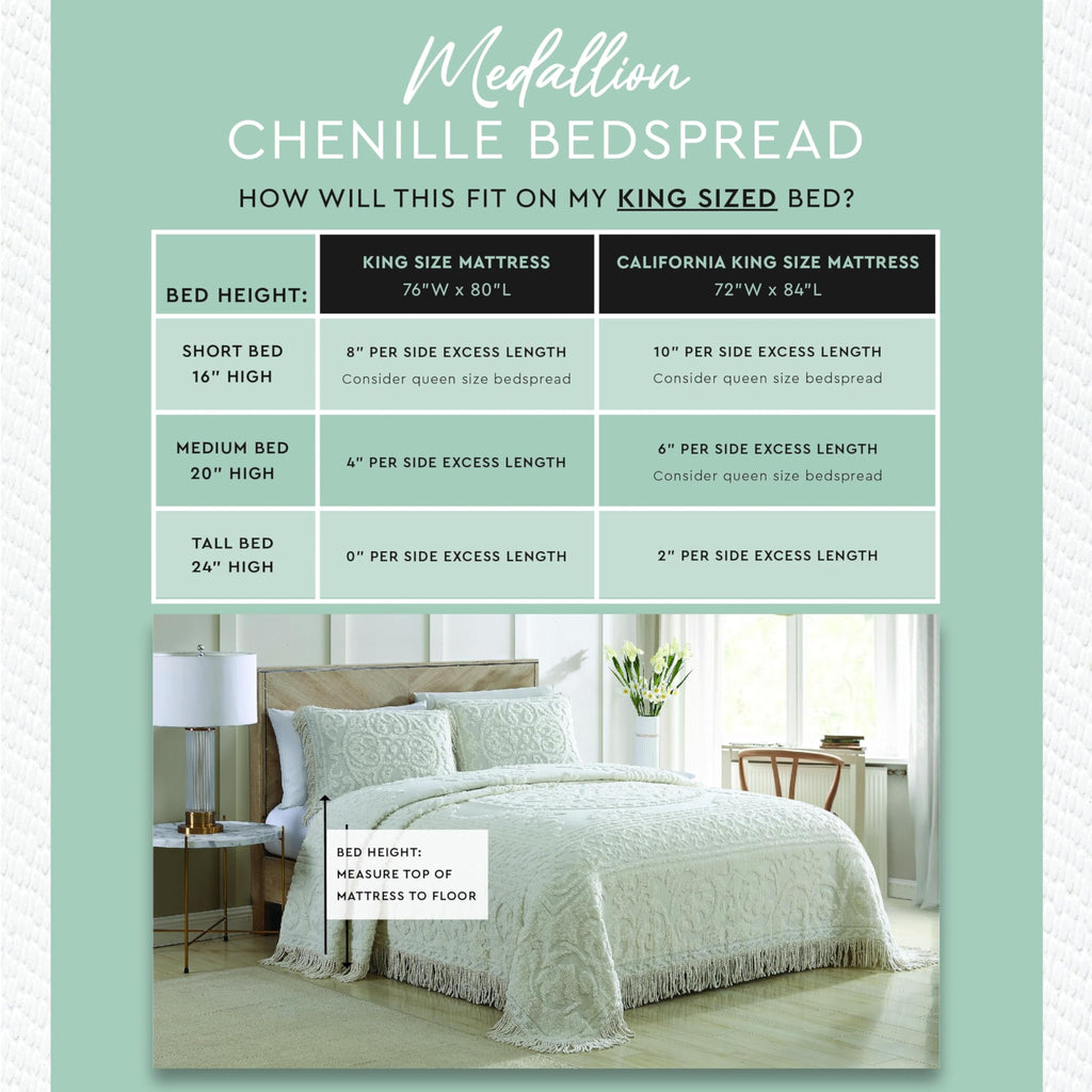 Medallion King Cotton Chenille Bedspread, Eggplant