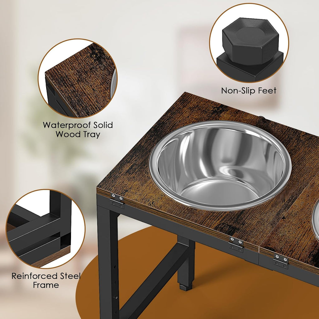 5-Height Adjustment 15"-20.5", Raised Dog Bowl Stand for Large Dogs