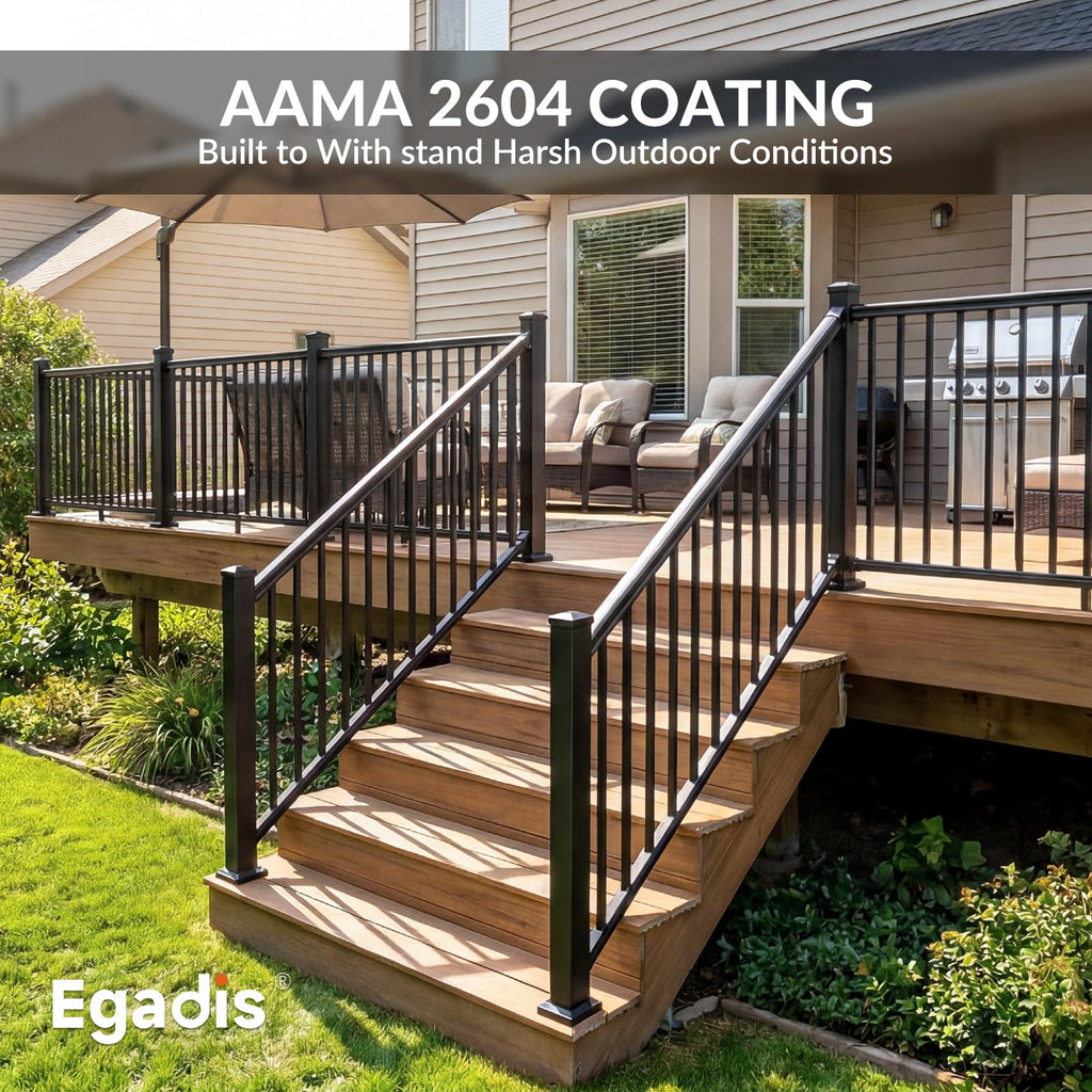 36in x 12ft Modular Aluminum Porch and Deck Railing Kit with 3 Post