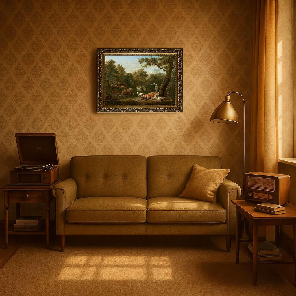 Vintage Framed Pastoral Scene Wall Art Canvas Print Oil Paintings Reproduction World Classics Painting Pictures