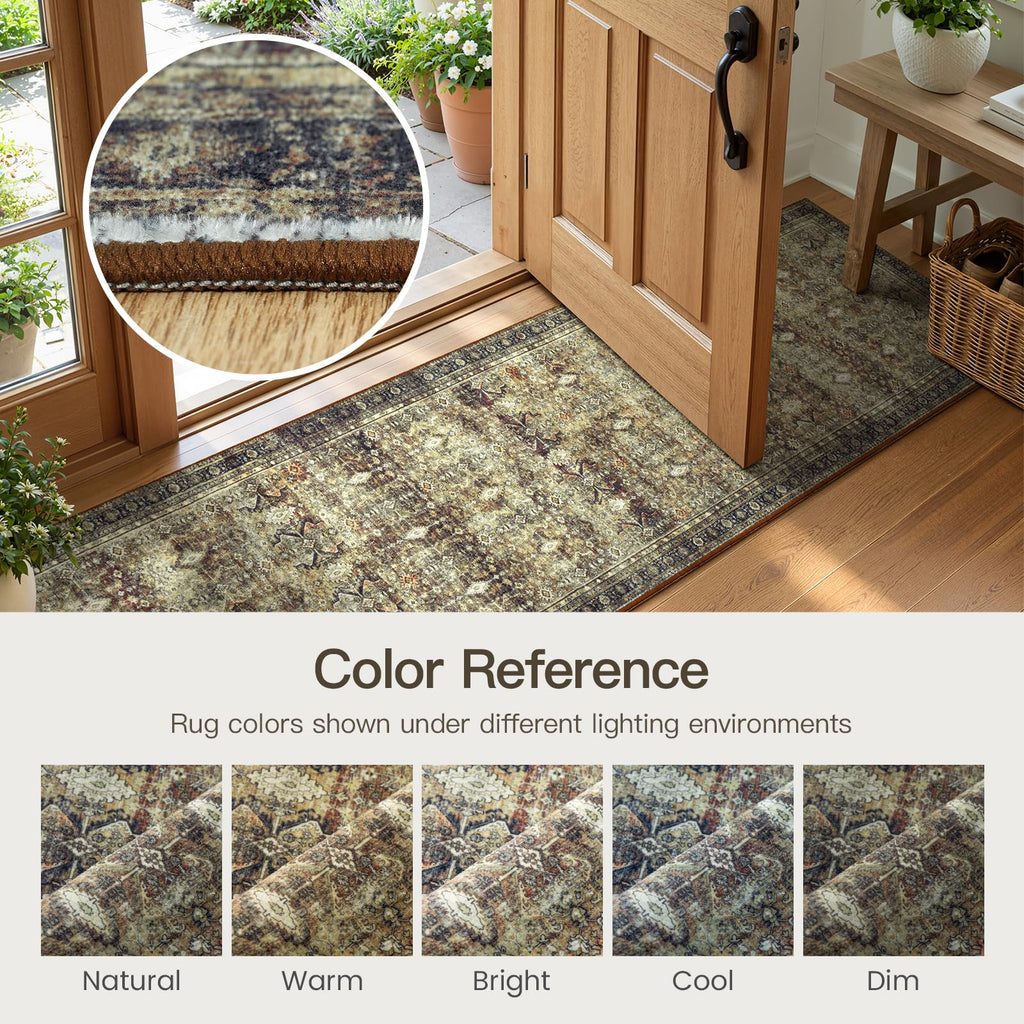 Area Rugs s, Brown Washable Non-Slip Kitchen Runner Rug