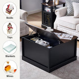 Square Coffee Table, Farmhouse Coffee Tables, Wood Coffee Table with Storage