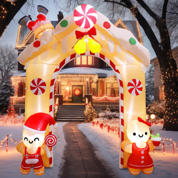 10FT Christmas Inflatable Archway, Gingerbread House Inflatable for Yard