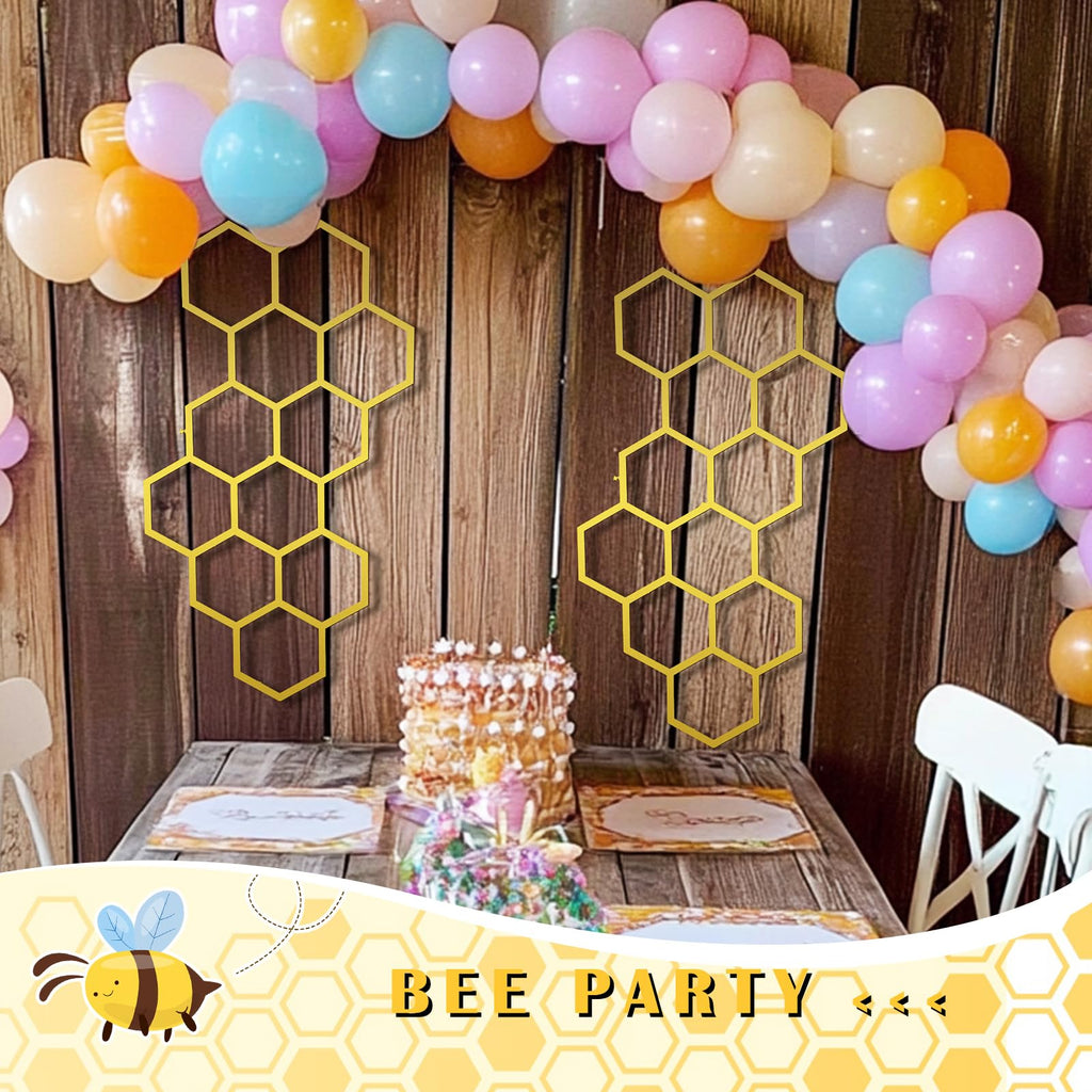 2 Pcs 22 x 12 Inch Large Wood Honeycomb Decoration Honeycomb Wall Decor Wood Hexagon Decor Bee Wall Hanging