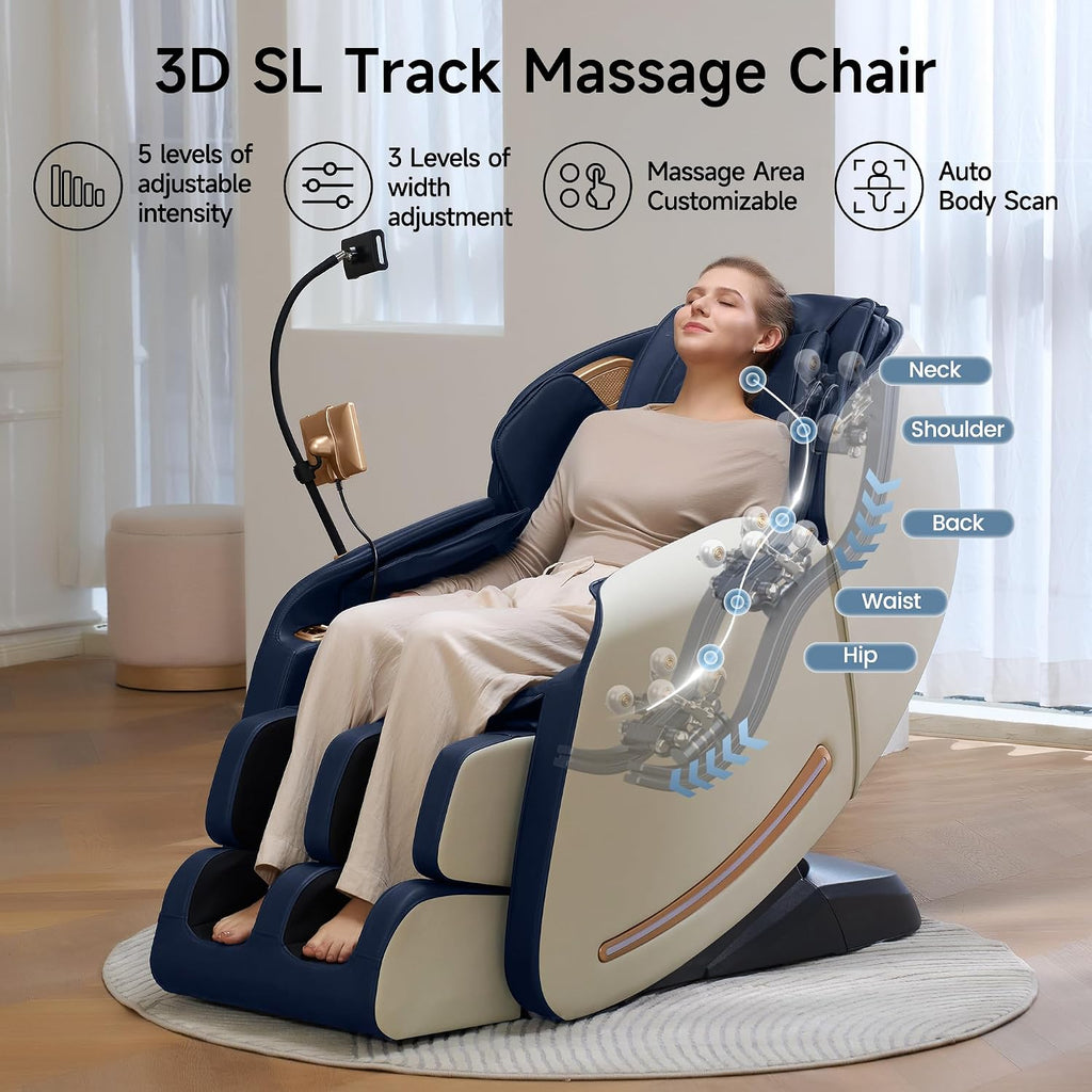 Massage Chair Full Body with Unique Phone Controller,Heart and Blood Measurement, Zero Gravity 3D SL-Track Recliner
