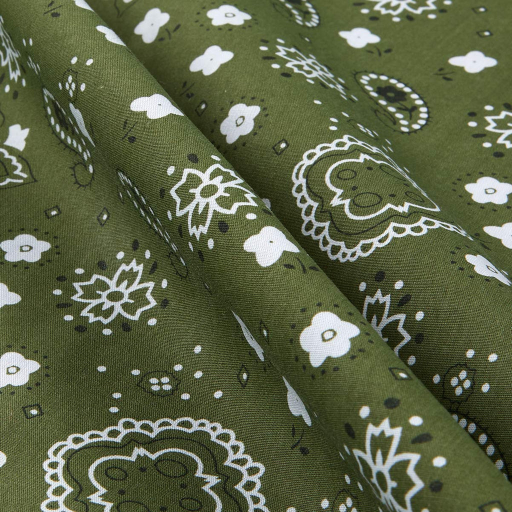 Poplin Print White/Olive, Fabric by the Yard