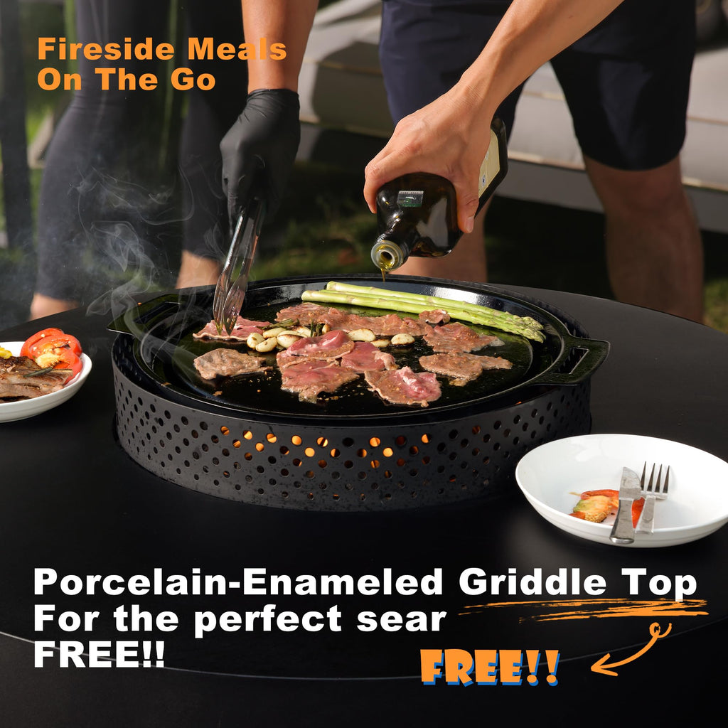 32 Inch Fire Pit Table, 3-Piece Outdoor Propane Fire Pit Table