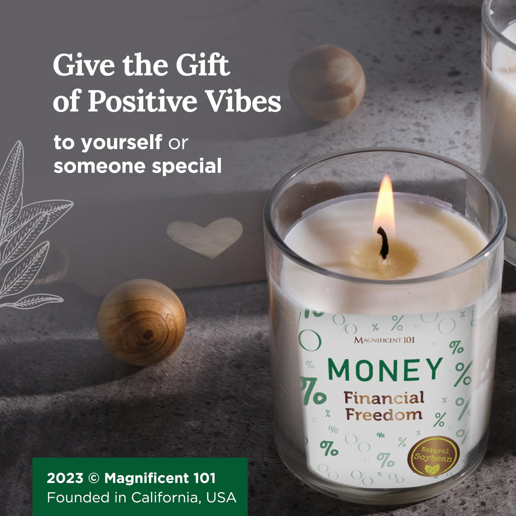 Money Financial Freedom Glass Candles, Cinnamon, 3 Pack