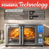 Air Fryer French Door Toaster Oven - 6-Slice Capacity, LED Display with 14 Cooking Presets, Stainless Steel