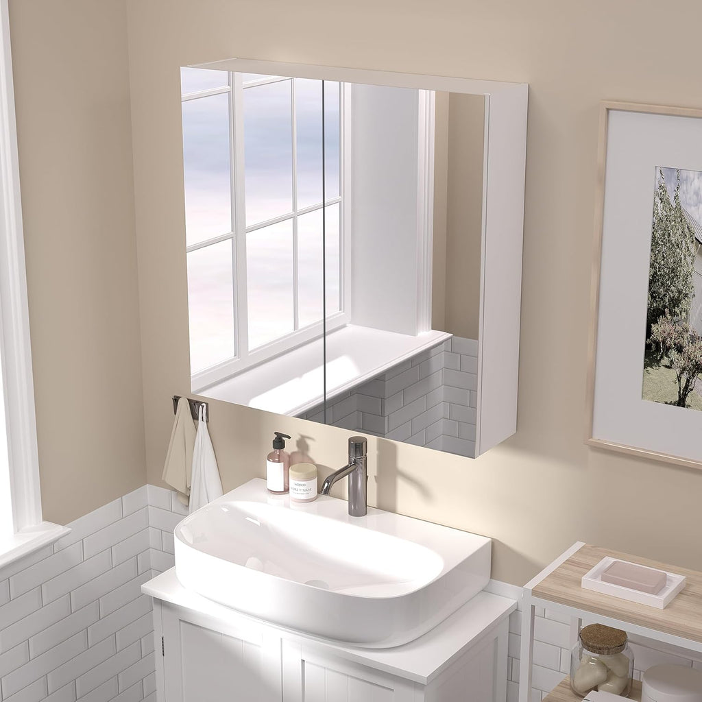 24x24 Bathroom Wall Cabinet, Saver Storage Cabinet, Medicine Cabinet with 2 Door and Adjustable Shelves,Flat-Pack