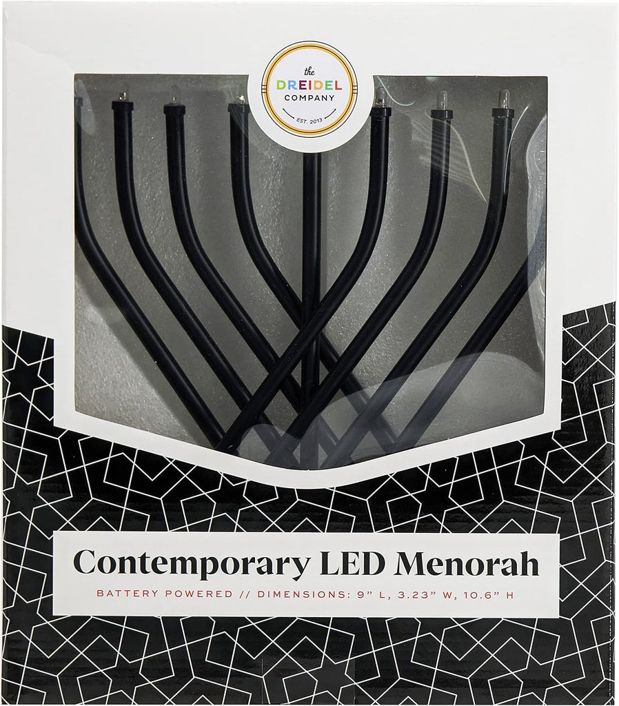 Hanukkah Silver Low Voltage Battery Powered Contemporary Metal Designed , LED Bulbs Electric, 10.6 Inches Tall