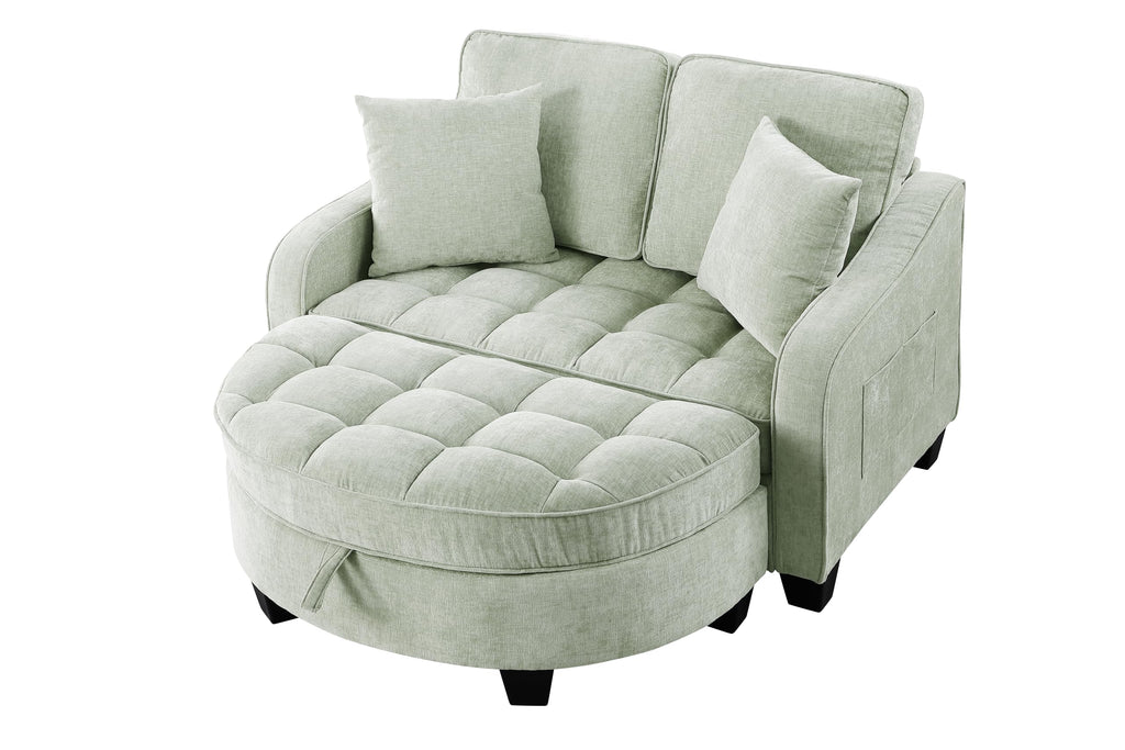 Chenille Tufted Loveseat Sofa and Ottoman Set