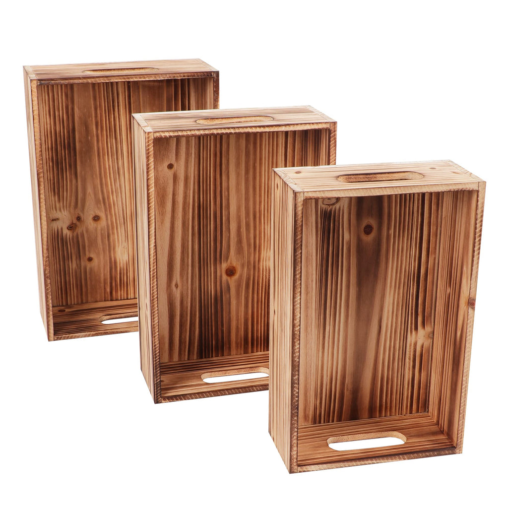 Wooden Crates for Display, Decorative Box Rustic, Rectangle Baskets Container