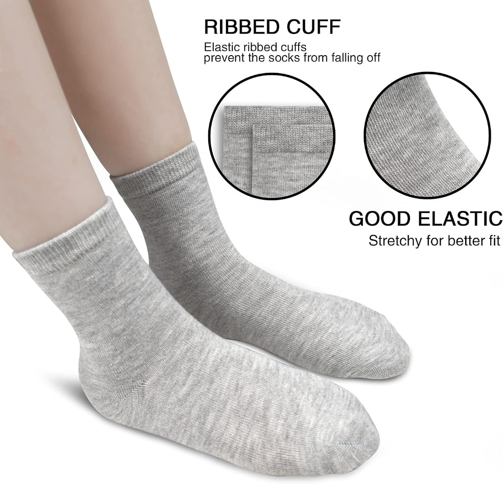 Kids Crew Socks, 20 Pairs Mid Cut Socks for Kids