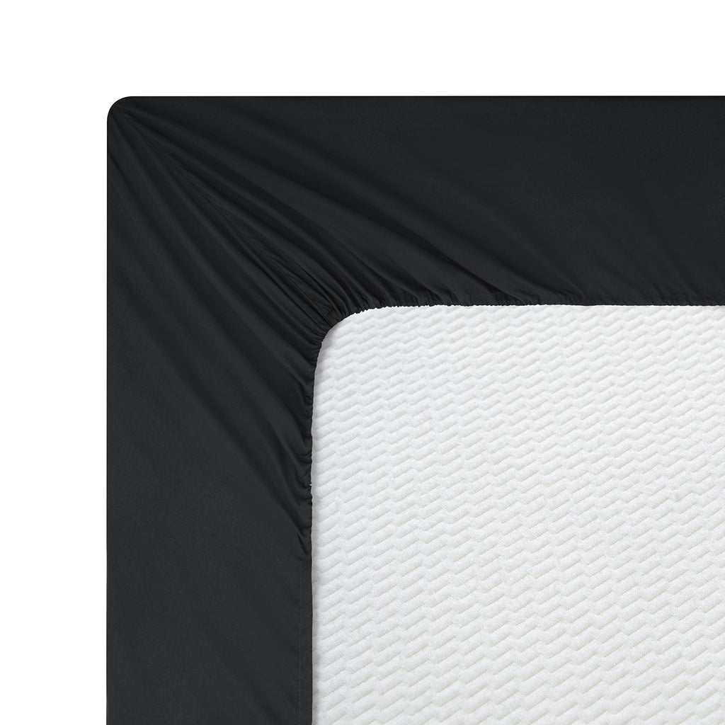 Ultra Soft Silky Deep Pocket Solid Rayon from Bamboo All Season 4 Pieces Sheet Set with 2 Pillowcases, Black Color