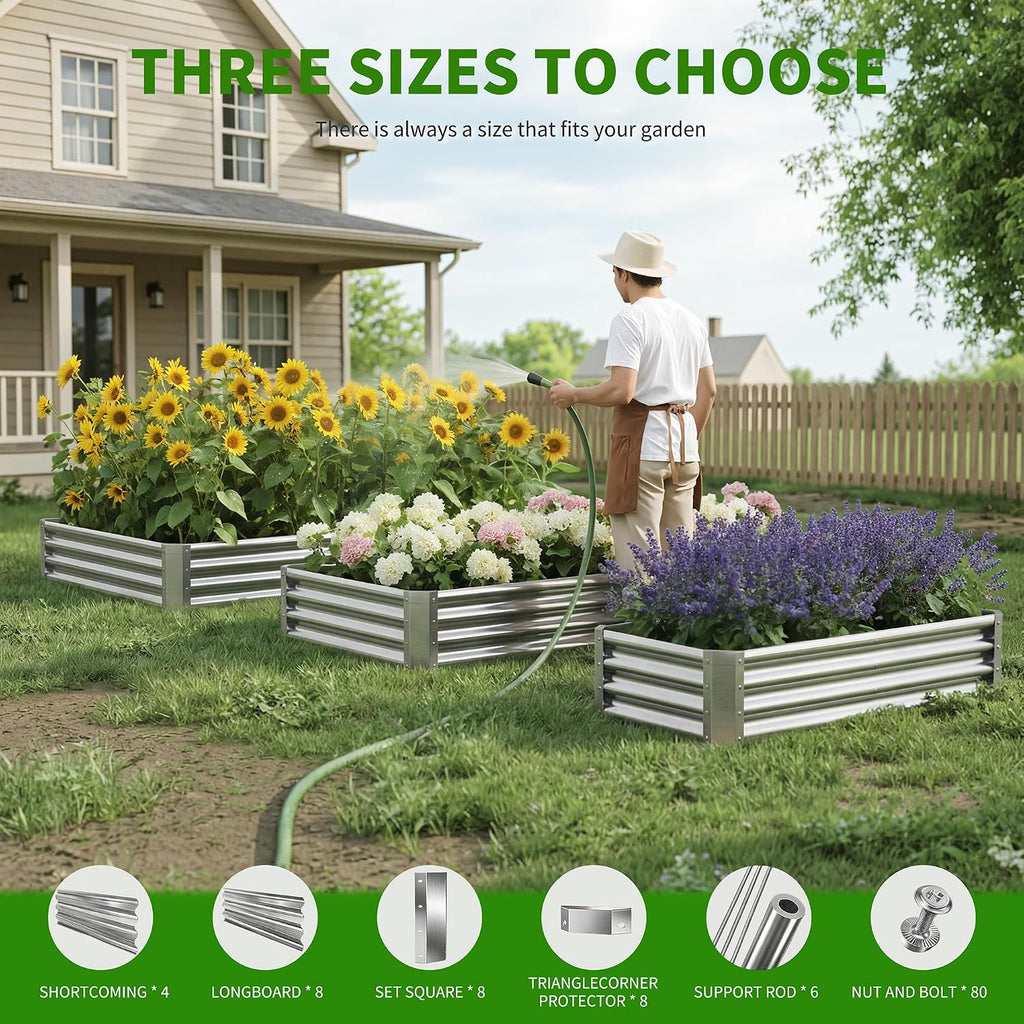 Galvanized Raised Garden Bed,Outdoor Planter Box Metal Patio Kit Planting Bed for Vegetables Flowers Herb