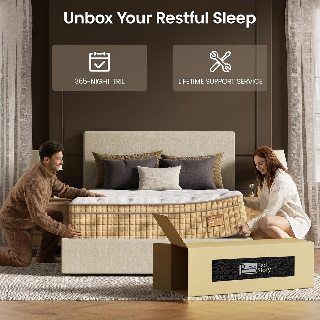 Firm Full Mattress 13 inch, Deep Sleep Hybrid Mattresses in a Box, Zoned Lumbar Support for & Back Pain Relief, Made