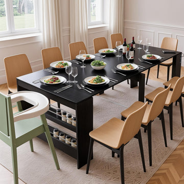19.6"-118.1" Modern Extendable Dining Table with Built-in Outlet