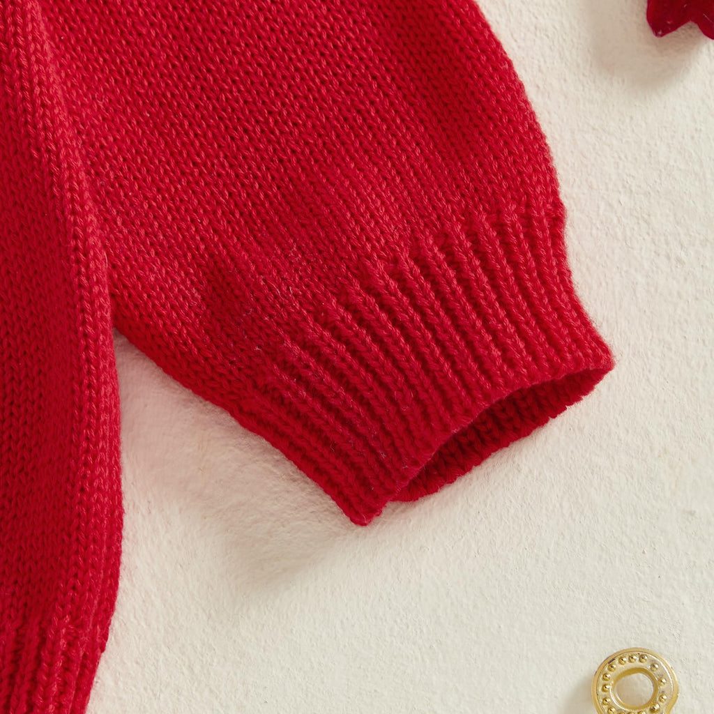 Toddler Baby Boy Girl Christmas Outfit Tree Print Oversized Long Sleeve Crewneck Knit Sweater Winter Holiday Clothes