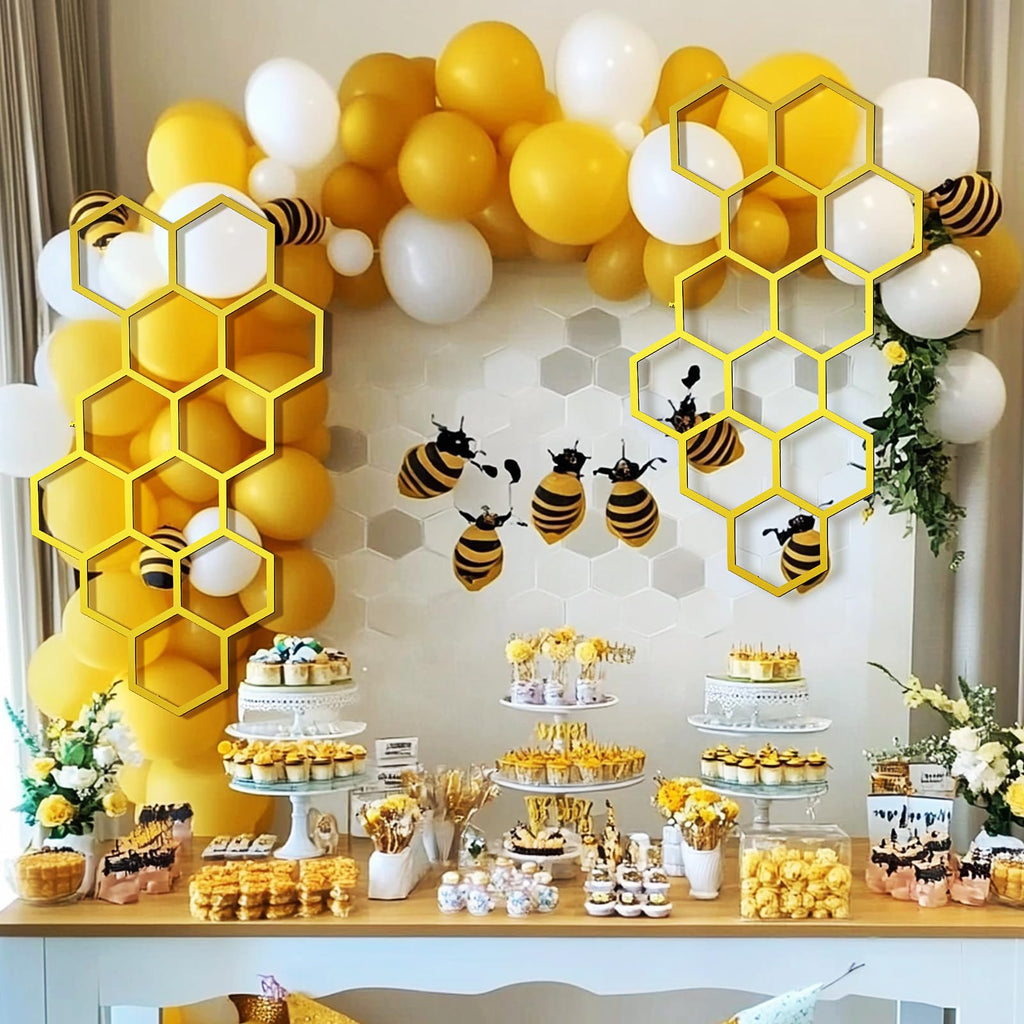 2 Pcs 22 x 12 Inch Large Wood Honeycomb Decoration Honeycomb Wall Decor Wood Hexagon Decor Bee Wall Hanging