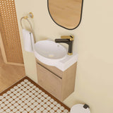 16-Inch Floating Bathroom Vanity with Sink, Wall-Mount Single Vanity with Soft-Close Door and White Ceramic Top for Small Spaces