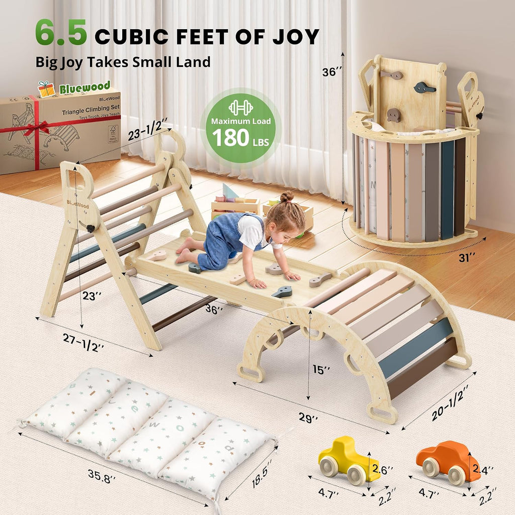 Triangle Set with Cushion, Wooden Climbing Toys for Toddler