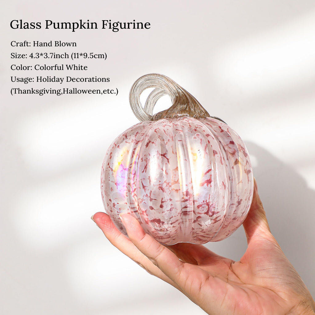 5 Inch Hand-blown Glass Pumpkin Collectible Figurines Art Glass Pumpkin