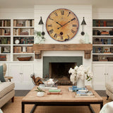 Rustic Large Wall Clock Silent Battery Operated for Farmhouse Livingroom,24 Inch Vintage Wall Clock Non-Ticking for