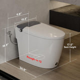 Non-Electric Elongated Smart Toilet with Built-In Bidet, Powerful Flush System, ADA Comfort Height, Soft Open and Close Lid, Air Pressure-Assisted Flush