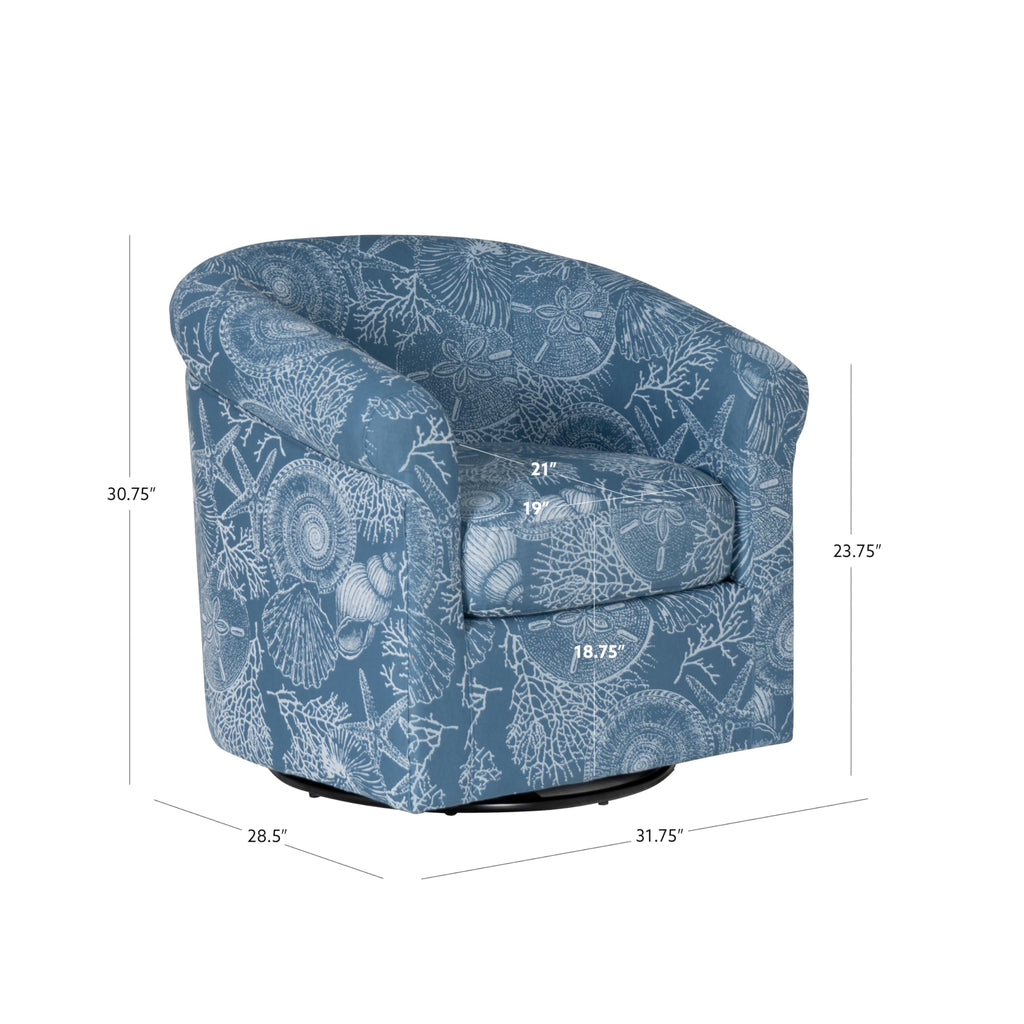 Felicity Blue & White Coastal Swivel Club Chair