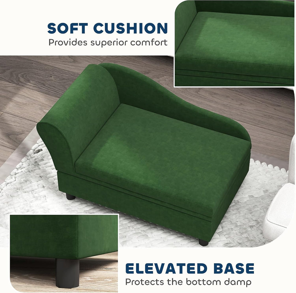 Luxury Fancy Dog Couch with Hidden Storage, Small Dog Sofa Bed with 2" Soft Foam, Modern Pet Furniture for Puppies &