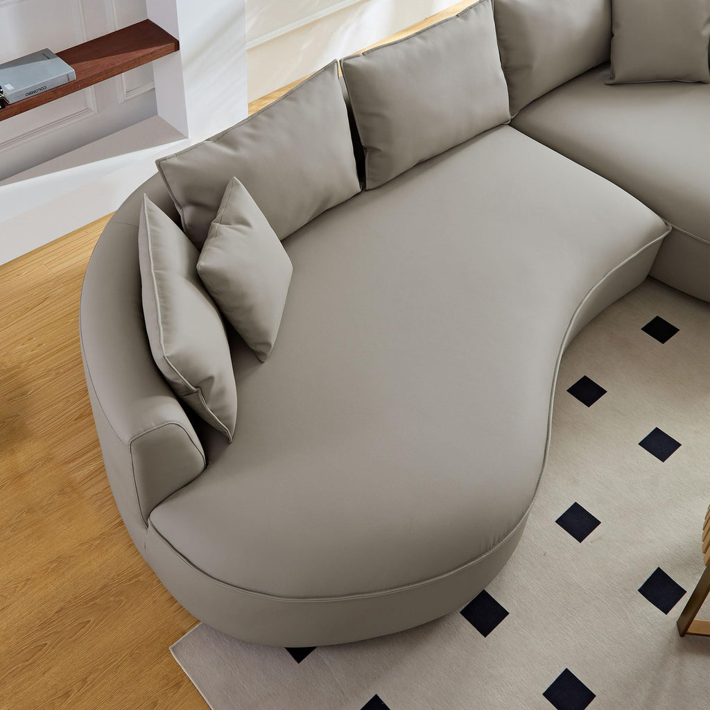 Luxury Right Facing Cloud Couch Oversized 6 Seats Curved Sectional Sofa, Modern Eco-Leather Upholstered Sofa Couch