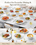 24 Pieces Gourmet Porcelain Dinnerware Sets, Premium Plates and Bowls Set, High-Fired Ceramic Dishes Set for 8