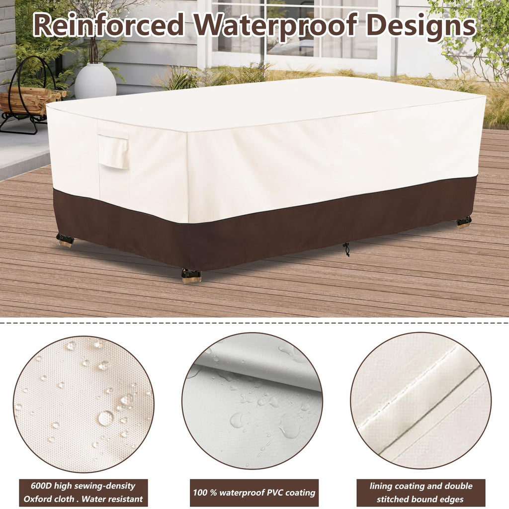 Waterproof Patio Coffee Table Cover, Rectangular Outdoor Small Side Table Cover - Fits up to 36L x 24W x 16H inches