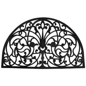High Traffic All-Weather Rubber Doormat, 24x36, Wrought Iron 1/2 Round