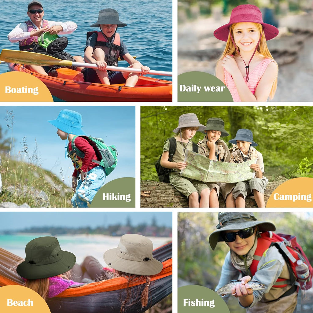 Outdoor Kids Sun Hat UPF 50+ Girls Boys Bucket Hat for Beach Safari