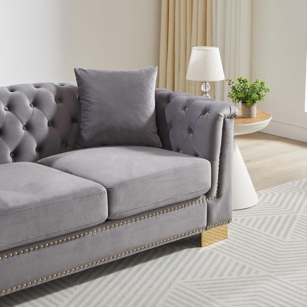 6 Seat Chesterfield Sofa, Upholstered 3+3 Seat Couch