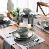 Dinnerware Sets for 6, 24 Pieces Stoneware Plates and Bowls Set with Reactive Glaze