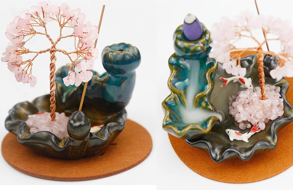 Backflow Incense Holder, Waterfall Incense Burner, Gemstone Money Tree Home Living Room Decorations Office