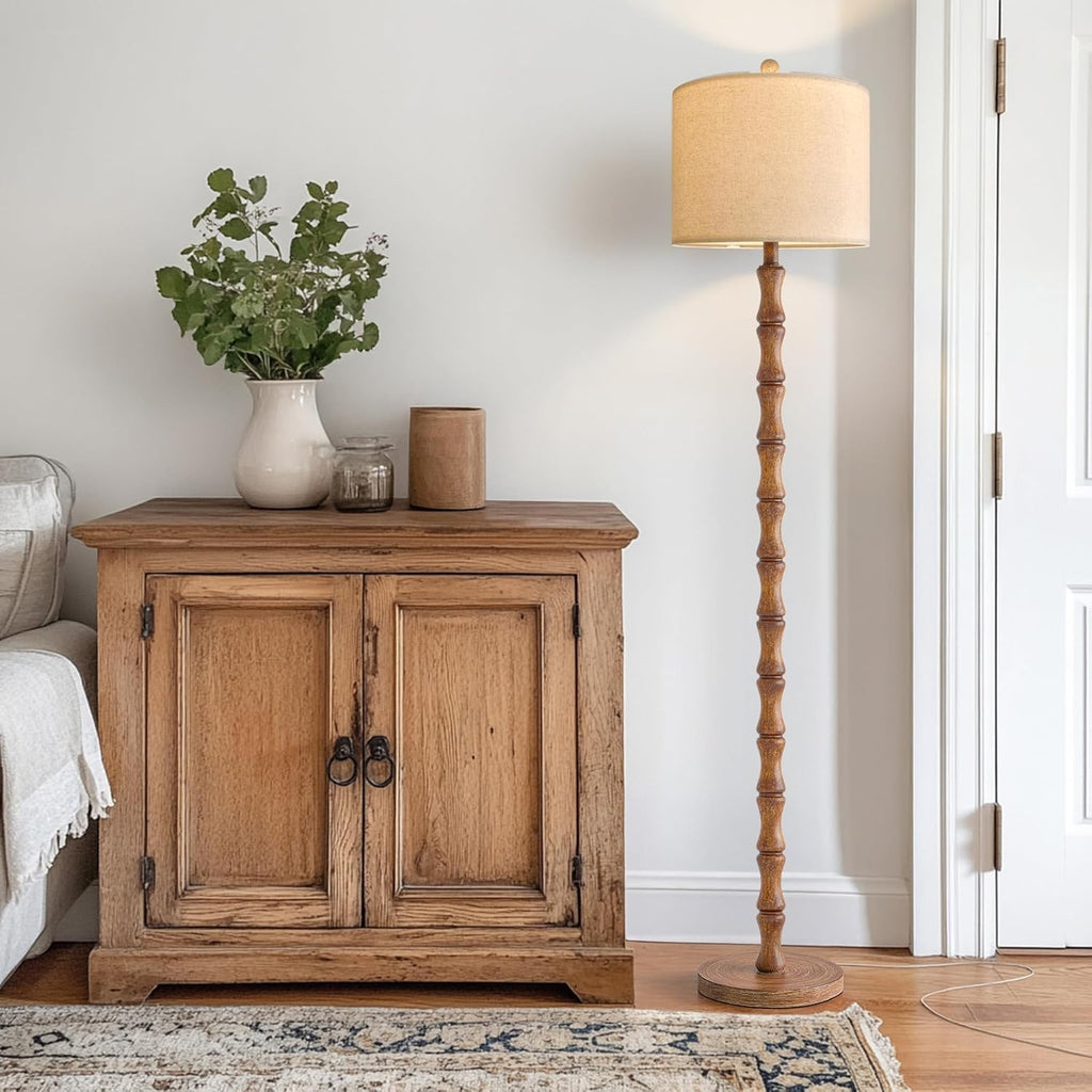 62" Rustic Floor Lamp, Retro Farmhouse Floor Lamp Rotary Switch, Resin Standing Lamp, Corner, Dining Room, Bedroom