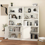 5 Shelf Tall Bookcase with Doors White Bookshelf 31in Wide Display Standing Shelf 72in Tall Wood Book Shelves Library