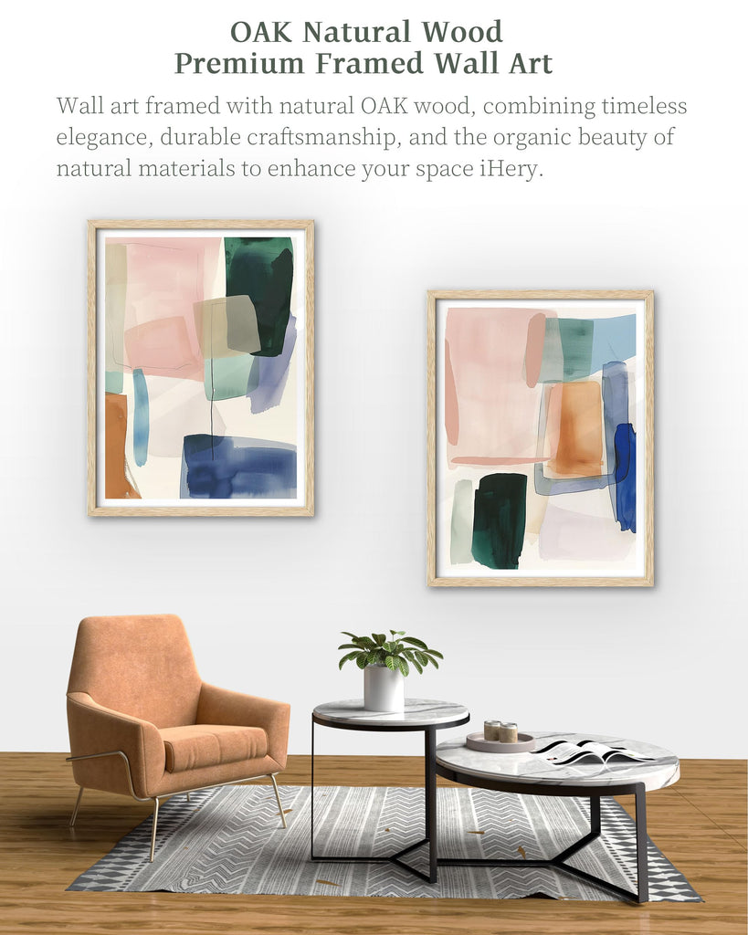 12x16in Geometric Color Block Framed Abstract Wall Art