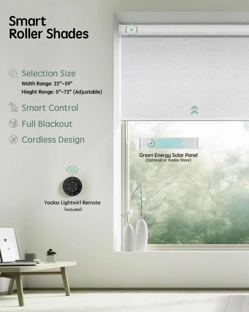 Motorized Blinds with Remote, Blackout Jacquard White