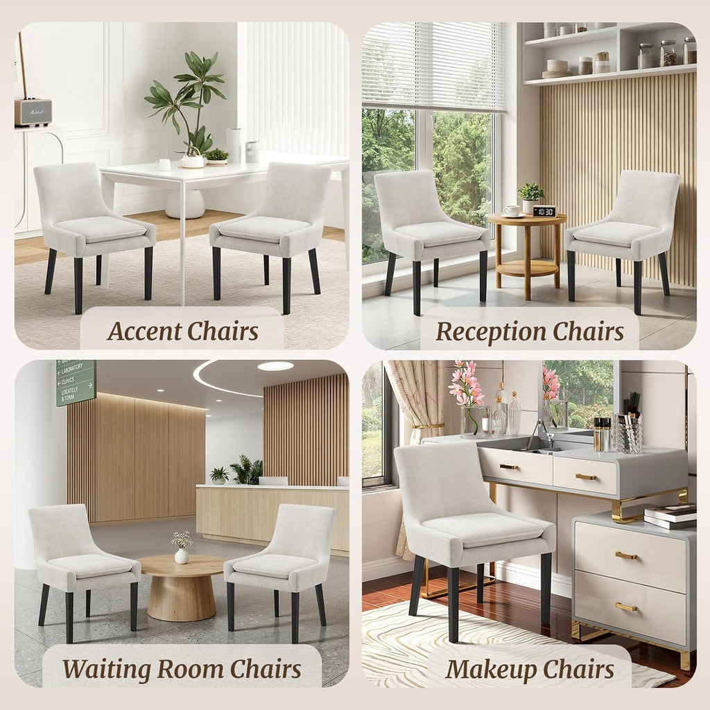 Dining Chairs Set of 4, Upholstered Corduroy Dining Room Chair with Wood Legs, Mid-Back Padded Kitchen Side Chairs